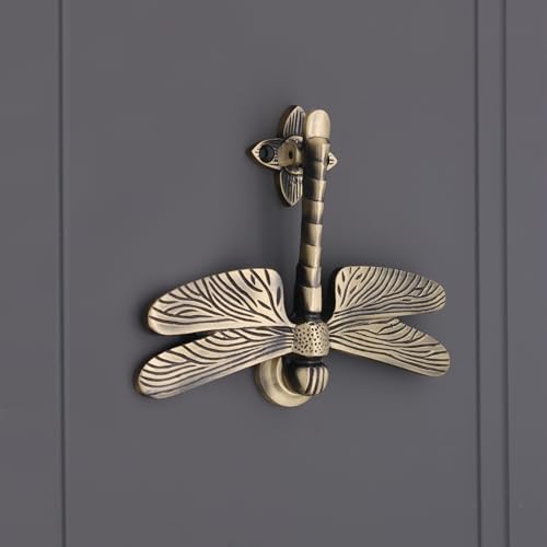 Infinity Decor Türklopfer aus massivem Messing, Libellenform, poliertes Messing-Finish, Vintage-Stil, für Eingangstür, Möbel