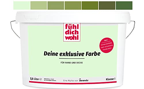 derendo Fühl Dich Wohl Meine Farbe, matte Wandfarbe grün, hohe Deckkraft, verschiedene Grüntöne zur Auswahl (2,5L, Mintgrün 11-1) Cover
