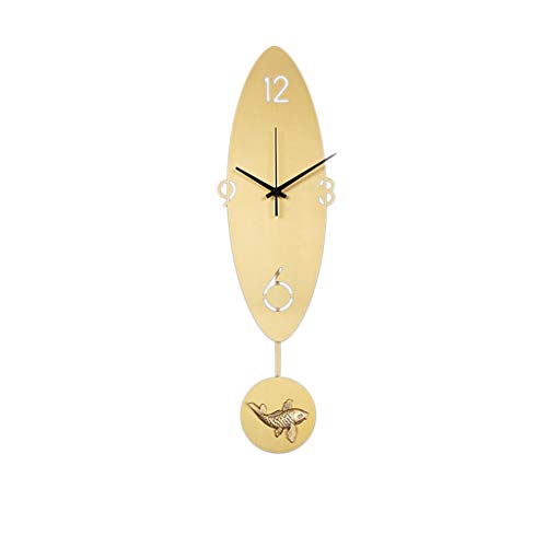 Decoración del hogar-QFF Reloj de pared larga, puro reloj de pared de cobre de la carpa colgante reloj de pared de la pared del reloj decorativo del reloj de pared del reloj de pared de oro Uso famili Cover