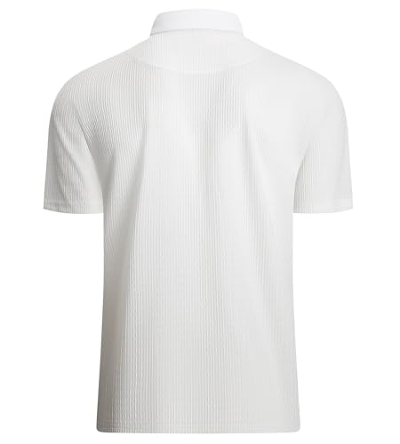 Alex Vando Mens Bubble Jacquard Polo Shirt Super Stretch Short Sleeve Polo Shirts for Men