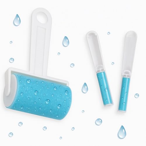 iLifeTech Reusable Lint Roller Sticky Picker Set Cleaner Lint Roller Pet Hair Remover Brush for Bed Carpet Sofa Medium Size + 2 Travel Size