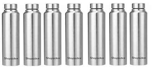 Image of bottle Stainless Steel Water Bottle, 1000 ml, Silver, Leak-Proof, Modern Design Stainless Steel Water Bottle,school /college /office /home /kitchen /gym /travelling (Pack 7)