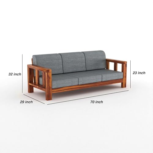 Image of Sheesham Solid Wood Six Seater Sofa Set for Living Room(6 Seater) (Provencial Teak 1)