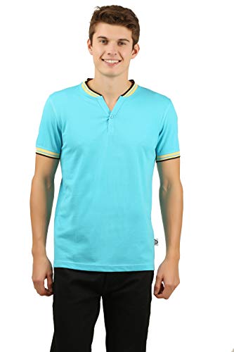 Image of zebu Men's Half Sleeve Cotton Henley Neck Tshirt with bio wash (Pack of 1).