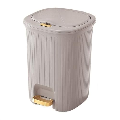 Basurero de plástico gris cuadrado con tapa 15L miniatura 1