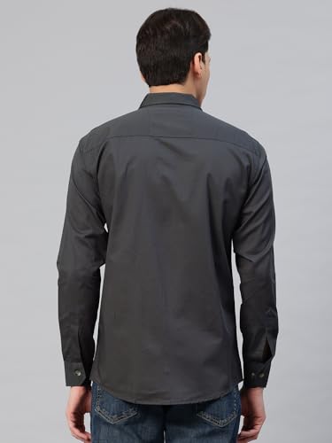 Image of Majestic Man Men's Washed Cotton Twill Casual Shirt -| with Dual Flap Pockets - Slim Fit | Full Sleeve | Casual Wear | Trendy & Comfortable