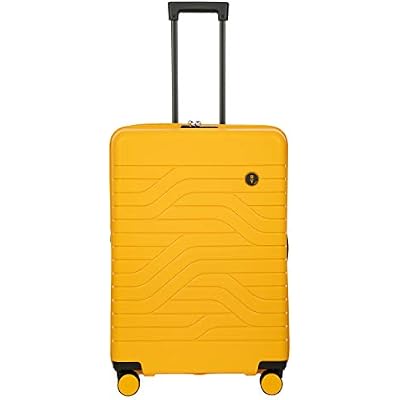 Bric's B|Y Ulisse Checked Luggage with Spinner Wheels Expandable Lightweighted Hard Shell Suitcase, TSA Combination Lock - Removeable Wash Bag Included - 28 Inch, Mango