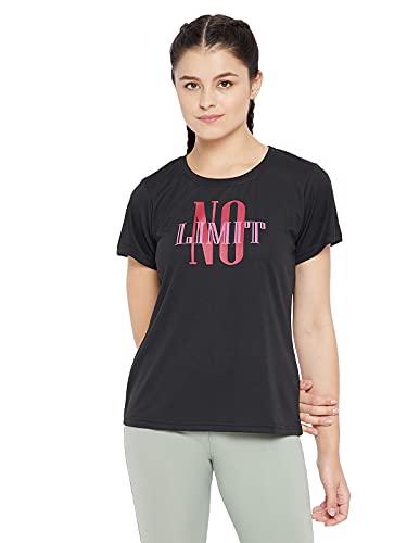 Image of Clovia Women's Comfort Fit Active T-Shirt in Black