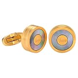 VEXXS Cufflinks for Men, Natural Agate Cufflinks and Natural Fritillaria Stone Cufflinks with 5 time
