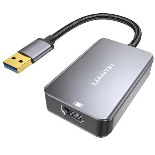 UANTIN USB to HDMI Adapter 1080p@60Hz (Aluminum & Braided Nylon Cable) USB-A 3.0 Male to HDMI Female Converter for Windows 7/8/10/11 and MacOS for Multiple Monitor- Driver Required Only One