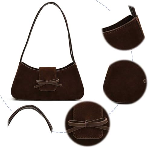 Image of YFGBCX Shoulder Bag for Women, Hobo Handbags Trendy Y2K Purses Suede Clutch Bag Cute Bow Purse