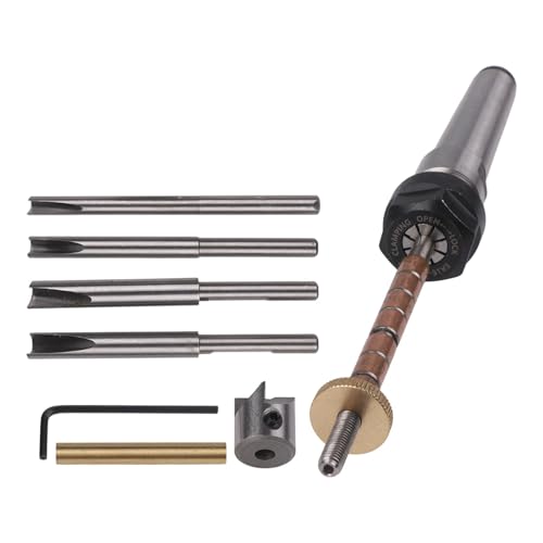 URPIZY Lot de 8 burins de tournage pour goupilles en bois avec mandrin de 7 mm pour perceuses et tourneuses avec inserts de coupe, adaptateurs et clés hexagonales