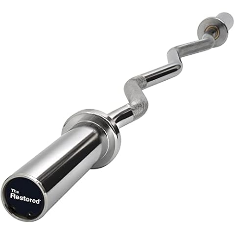 EZ Curl Bar for Olympic 2-Inch Plates, 4-Foot, 8kg for Home Strength Training from The Restored Cover