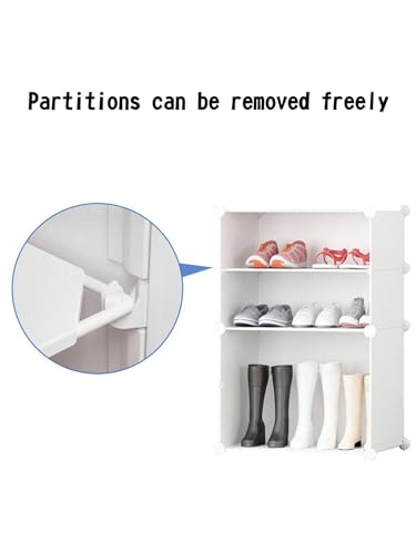 Image of Shoe Rack Multipurpose 5 Shelves Shoe Rack with Zip Door Cover & Side Pockets, Multiuse Wide Shelve,Rack for Footwear, Toys, Clothes (White, 16-Layer)