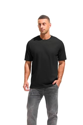 KLIEGOU Men's 100 Cotton Loose Fit Thick T-Shirt Heavy Weight Crewneck Tees for Men2