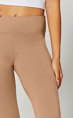 Mocha Premium Buttery Soft High Waisted Leggings For Women - 3" Wide Band - Workout Leggings For Women Tummy Control - One Size Plus - Sol01P-3-Mocha #TOP4