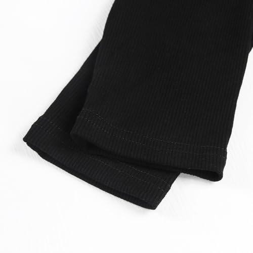 Artfish Women's Square Neck Long Sleeve Ribbed Slim Fitted Casual Basic Crop Top