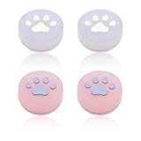 4 piezas Cat Paw Thumb Grip Caps, compatibles con Nintendo Switch y Switch Lite solamente, fundas de joystick de silicona suave color rosa gelatina azul