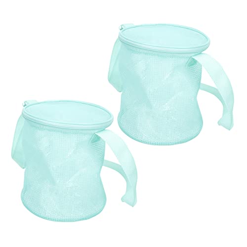 VALICLUD Beach Toy Storage Bag 2pcs Large Capacity Mesh Collapsible Kids Beach Bag