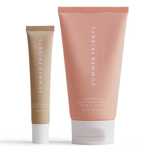 Summer Fridays Vanilla Lip Butter Balm & Babymoon Belly Balm Gift Set - Lip & Body Care Bundle to...