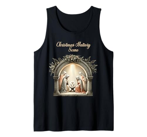 Colorido Belén de Navidad Nacimiento de Cristo Camiseta sin Mangas