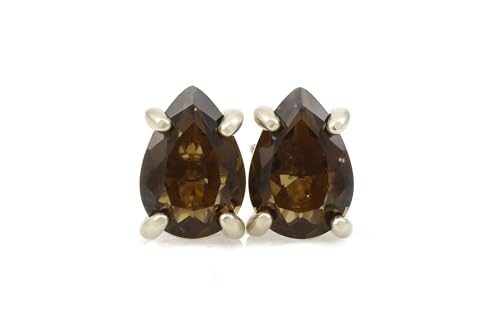 Bijoux artisanaux clous d'oreilles quartz fumé argent