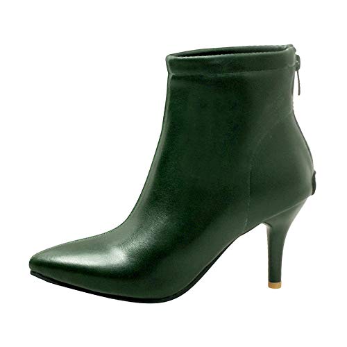 DOGZI Botas de tacón Fino para Mujer Botas Cortas de Zapatos Sexy, Botines de Mujer, Botines con Cremallera Volver Botines de tacón Alto