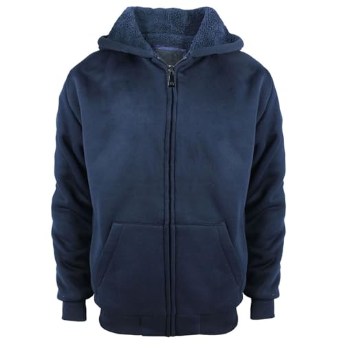 LeeHanTon Boys Fleece Jacket Hoodie Sherpa Lined Zip Up Hooded Sweatshirt Kids Winter Jackets Navy 12