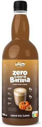 LoCCo Zero Calorie Barista Coffee Syrup with Stevia – Sugar Free, Keto Friendly (Pumpkin Spice Flavour) 1L