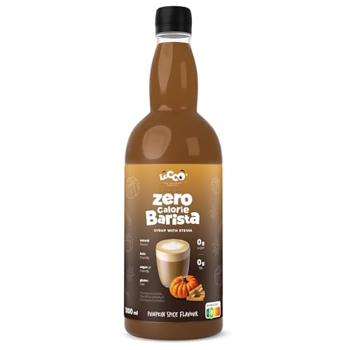 Locco Calorie Free Barista Syrup with Stevia | Vegan, Keto, Gluten Free | Sugar Free | Coffee Syrup | Zero Calories | Pumkin Spice | 1L