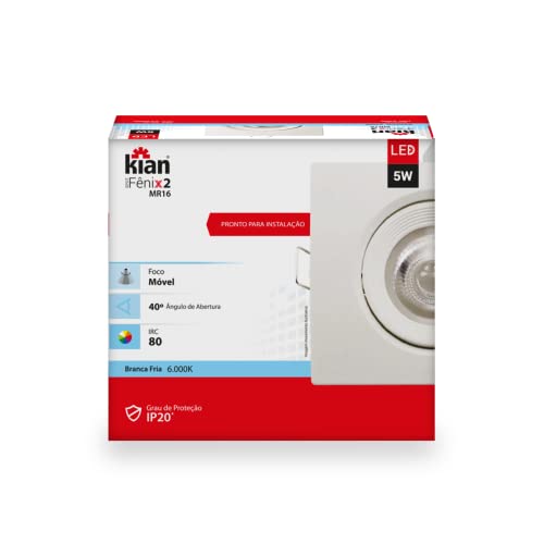Spot Led MR16 Quadrado 5W 6.000K Branca Fria Bivolt Kian