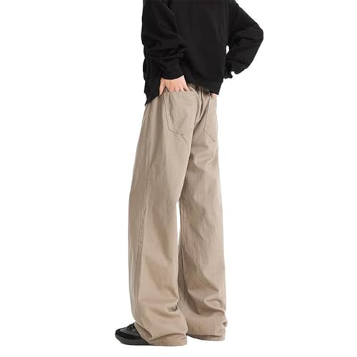 Men's American Retro Cotton Denim Jeans Straight Wide Leg Pants4