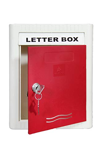 Image of Plastic Small Size Letter Box for Home /Mail Box /Letter Box for gate and Wall with Key Lock- Outdoor & Indoor Use- Red Color