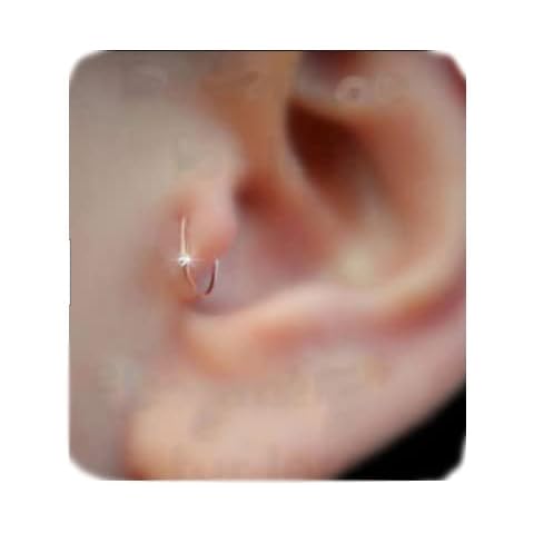 Crystal 1 Silver Cartilage Earring with Bobble End Cover