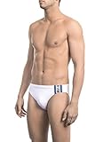 Bikkembergs Slip für Herren Pool Swimwear Kordelzug innen Artikel BKK1MSP02 Series Tape, Weiß & Blau, Small