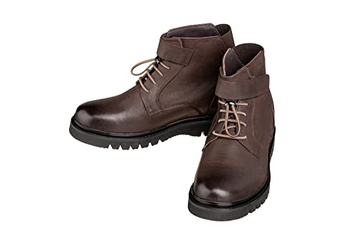 Image of CALTO Men's Invisible Height Increasing Elevator Shoes - Dark Brown Leather Lace-up Work-Style Casual Boots - 3.2 Inches Taller - K83115 - Size 6.5 D(M) US