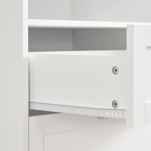 Image of TEENFON Dresser for Bedroom, Tall White Dresser with 4 Drawers, Dressers with Mirror, Chest of Drawers for Bedroom, Living Room, Closet, Hallway, White