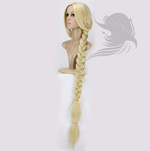 Tangled Princess 120cm 47" Straight Blonde Super Long Cosplay Wig Rapunzel Synthetic Hair Anime Wig + Wig Cap as the picture