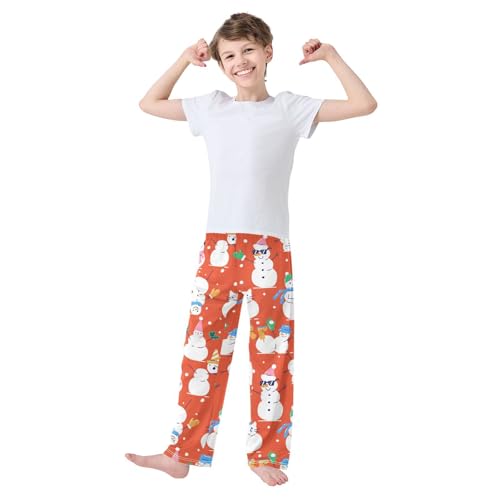 Boys' Pants Christmas Cute Snowman Colorful Long Bottoms Jogger Pants Elastic Waist Trousers with Pockets S-XL2