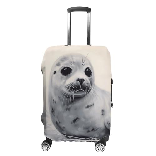 Harp Seal Painting Printed Luggage Cover Protector, Fits 18-32 Inch Luggage