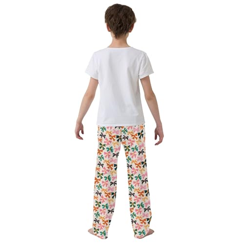 Bows Long Pajama Pants Elastic Waist PJ Bottoms with Pockets S A1132684