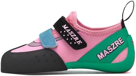 MASZRE Kids Rock Climbing Shoes for Sport Climbing and Bouldering Black (32,Pink)