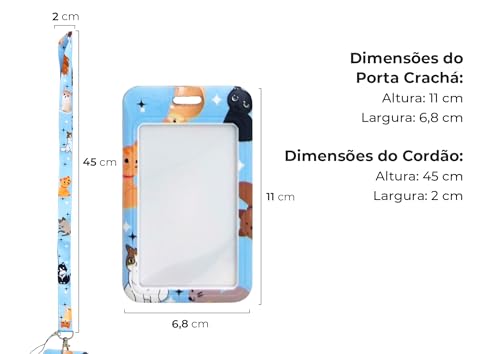 Cordão + Porta Crachás De Flores, Frutas, Animais Importado (Gatinhos)