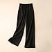 Mzkdieey Cotton Linen Wide Leg Pants for Women Loose Fit Elastic High Waist Trousers Summer Casual Beach Pants with Pockets Black