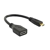 Vergoldete Steckverbinder SYSTEM-S Micro HDMI 1.4 Typ D Stecker (Male) auf Mini HDMI 1.4 Typ C (Female) Buchse Kabel Adapter Converter 15cm