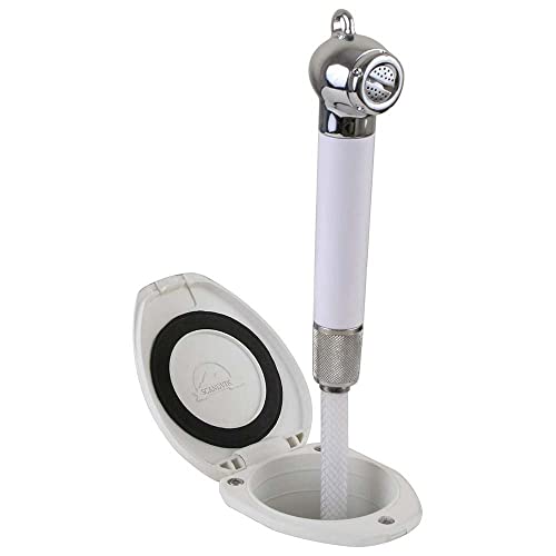 Scandvik Recessed Shower con manguera blanca de 6 pies - Botón pulsador