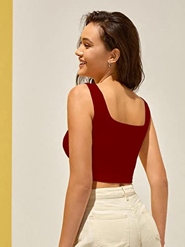 Image of Shasmi Women Ribbed Square Neck Tank Crop Top