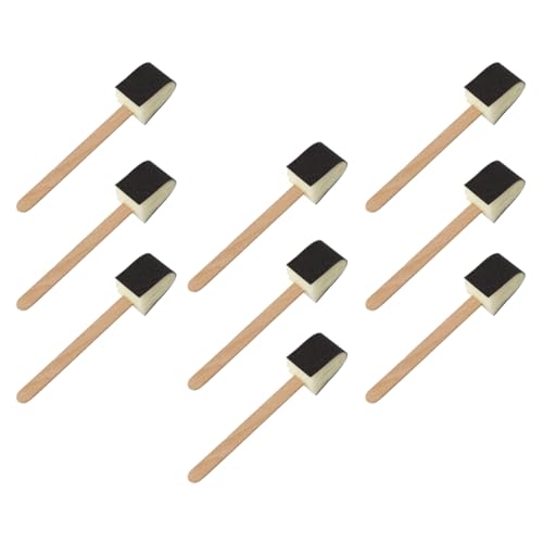TOPPERFUN 9Piezas Cepillos De Limpieza De Esponja Desechables con Mango De Madera para Inodoros Difícil para Limpieza Eficaz y Práctica