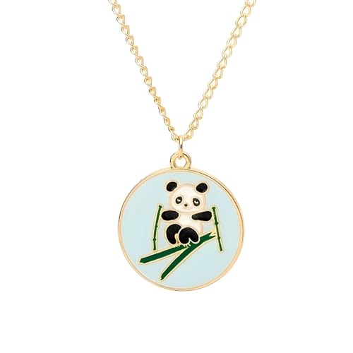 Collier panda argent 925 femme pendentif breloque animal médaillon rouge