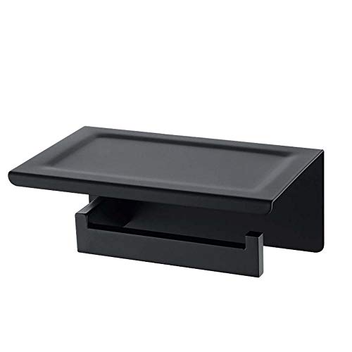 Toilettenpapierrollenhalter Bohren Tissue Rollenspender Mit Telefonregal Edelstahl Wandhalterung Badezimmer Küche Hotel Papierhalter-Schwarz